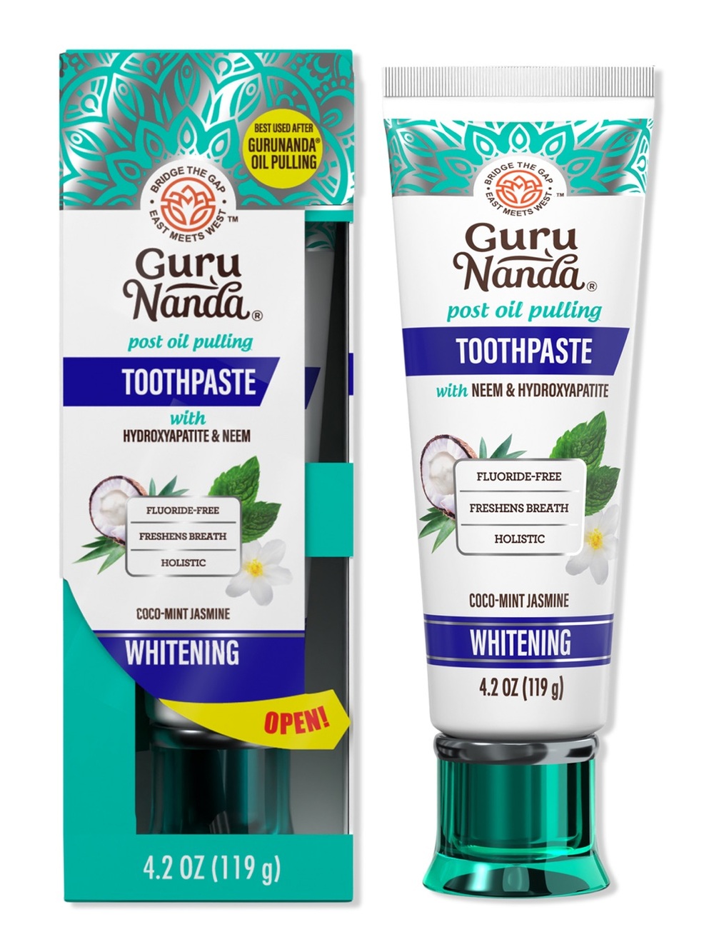 Guru Nanda Post Oil Pulling Toothpaste with Hydroxyapatite & Neem 4.2 oz NIB